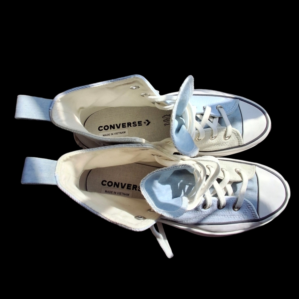 Converse Run Star Hike Hi Two-Tone Blue Gray Denim Shoes Unisex Men 9.5 Women 11 - Picture 11 of 15